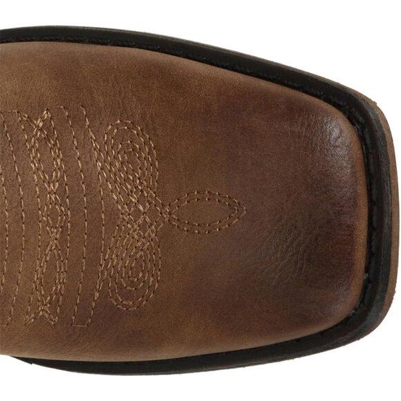 ⚡Women's Brown Square Toe Cowgirl Cowboy Boots Mid Calf With Chunky Heel - Picture 8 of 9